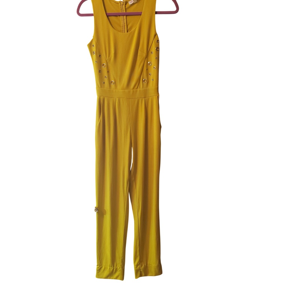 Marilyn Monroe Women Grommet Bodice Jumpsuit‎ Small Mustard Yellow